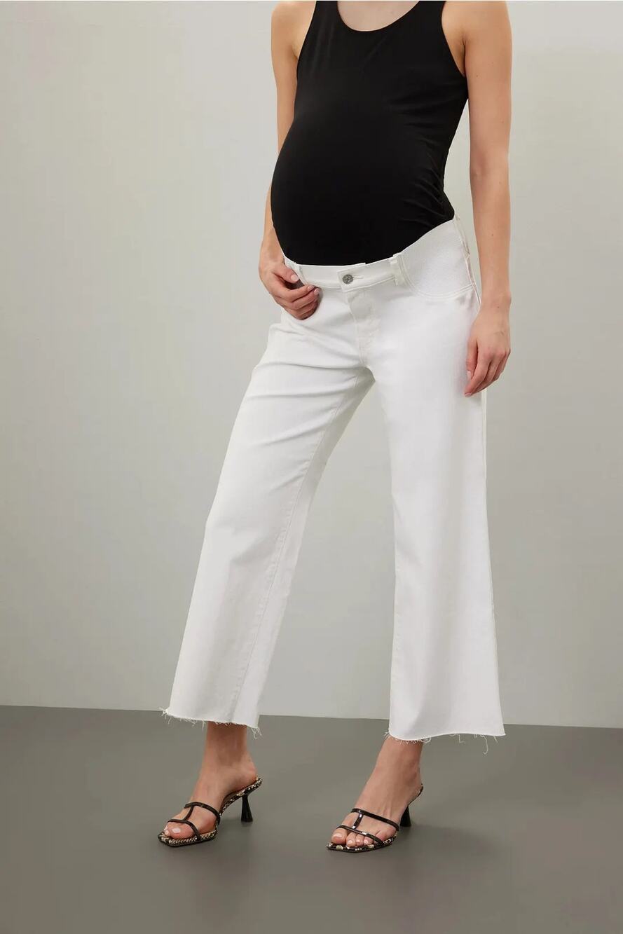 Paige Sz 29 Maternity Anessa White Wide Leg Classic Denim Jeans Rent the Runway